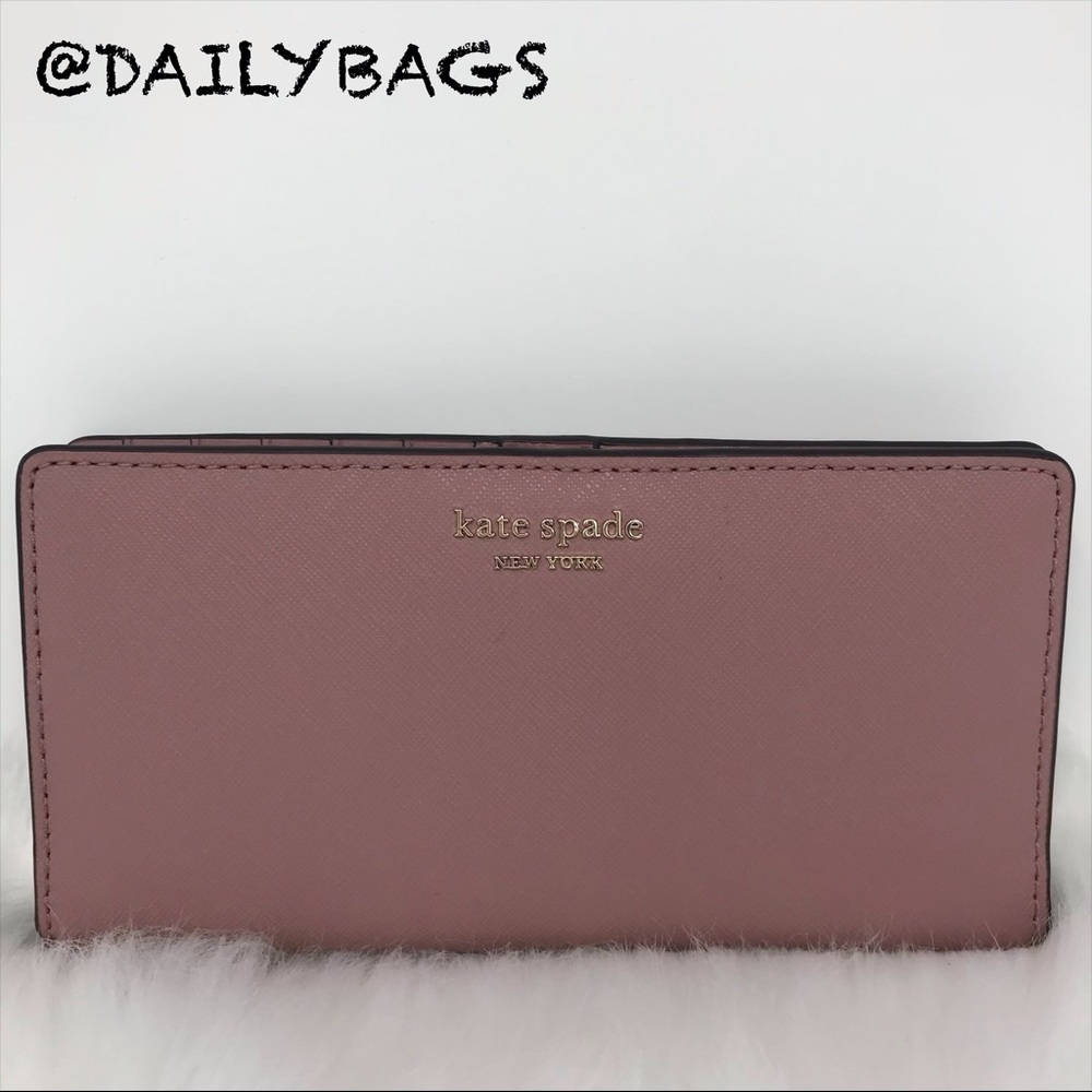 KATE SPADE PINK LARGE SLIM BIFOLD WALLET PEONY - Picture 3 of 6